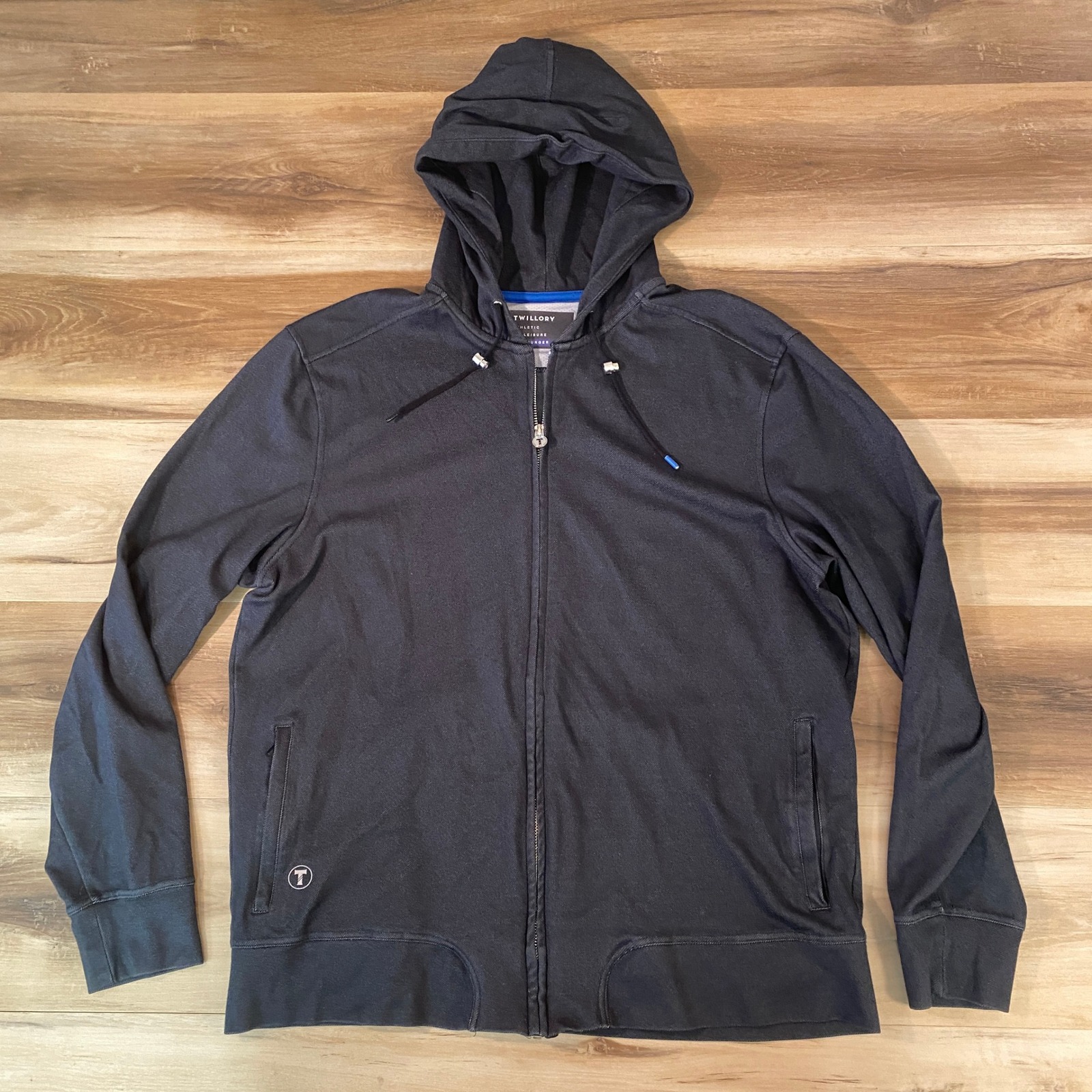 Twillory Athlounger Mens Full Zip Hoodie Navy Blue Athletic Leisure Large